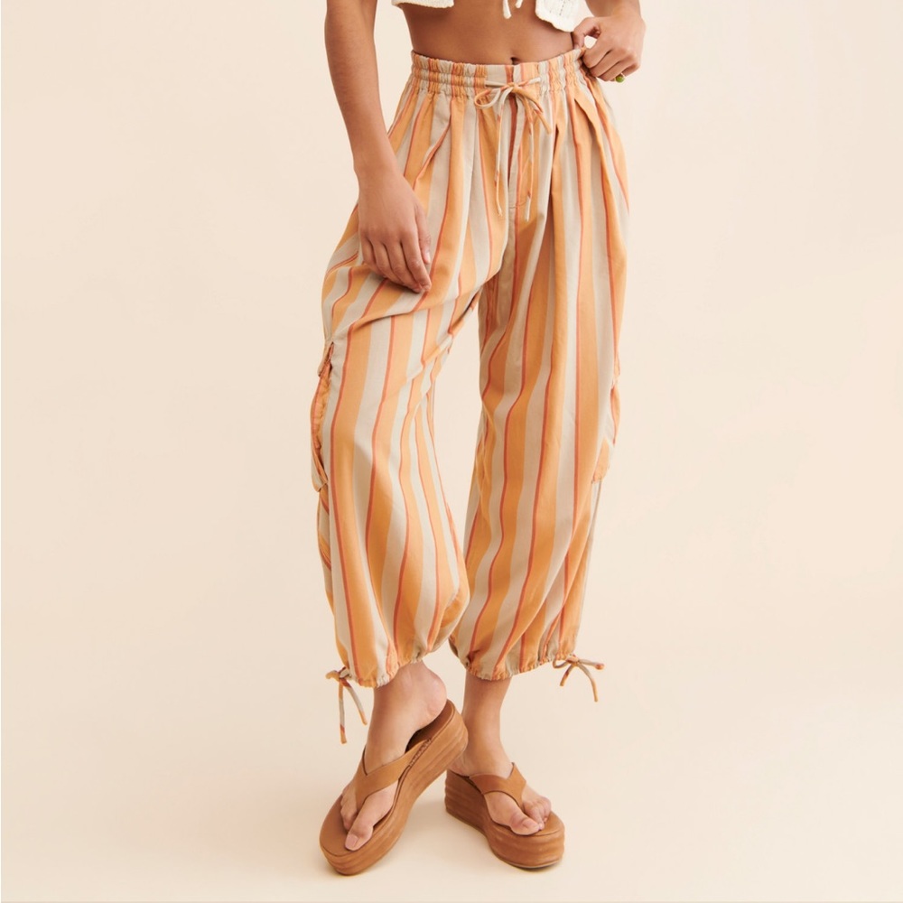 Free people orange Palash yarn dyed cargo pants